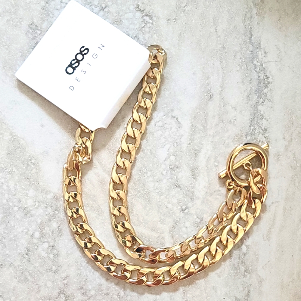NWT ASOS Chunky Chain Choker Necklace 18 in Gold Tone
